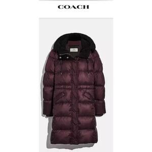Authentic Coach Bordeaux Purple/Eggplant Long Puffer Coat Quilted Size: Small